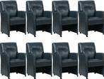 Set van 8 Blauwe leren landelijke eetkamerfauteuils -, Huis en Inrichting, Stoelen, Overige kleuren, Nieuw, Leer, Ophalen of Verzenden