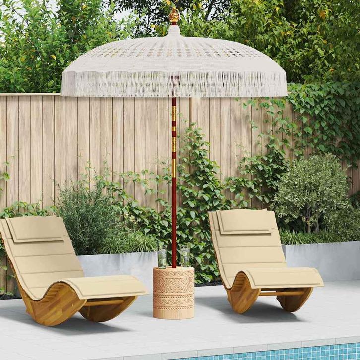 vidaXL Macramé Parasol Crème 190 x 190 x 260 cm Katoen, Tuin en Terras, Parasols, Nieuw, Verzenden