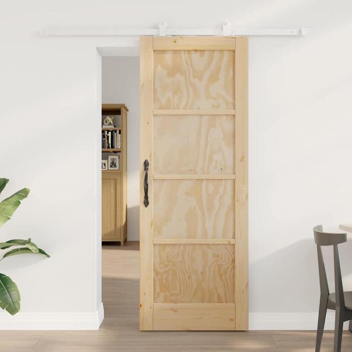 vidaXL Schuifdeuren set Natuurlijk en wit 73.5 x 198.5 cm, Doe-het-zelf en Bouw, Deuren en Vliegenramen, Nieuw, Verzenden