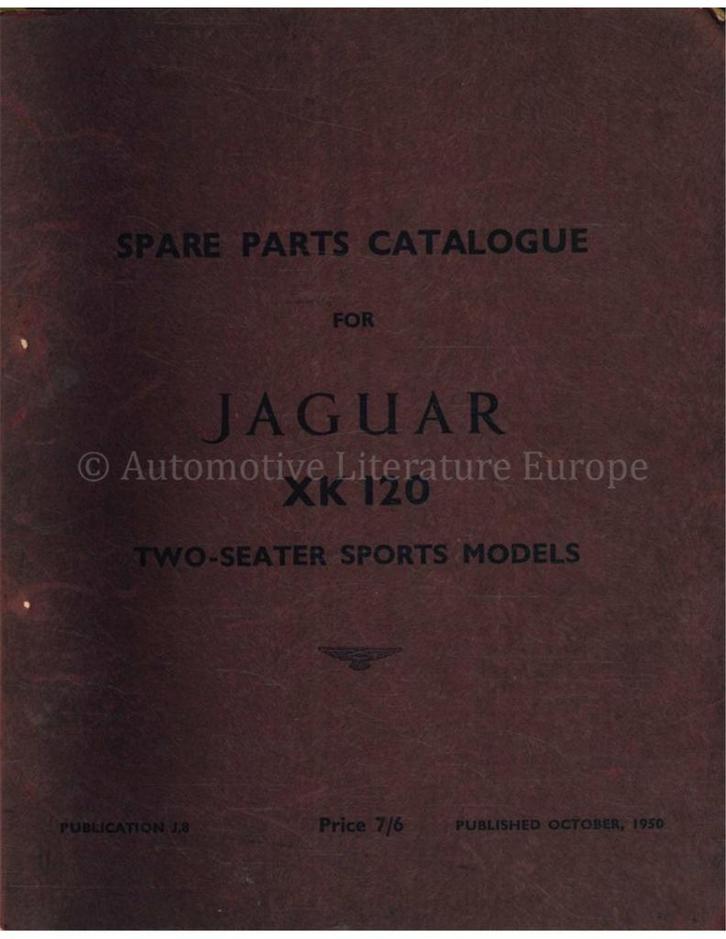1950 JAGUAR XK 120 ONDERDELEN CATALOGUS ENGELS, Auto diversen, Handleidingen en Instructieboekjes