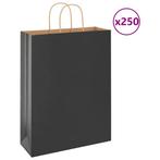 vidaXL Papieren zakken 250 st met hengsels 32x12x42 cm zwart, Diversen, Cadeauverpakkingen, Verzenden, Nieuw