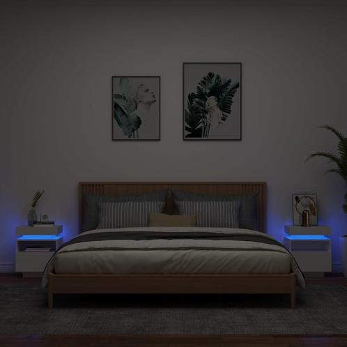 vidaXL Armoires de chevet avec lumières LED 2 pcs blanc, Maison & Meubles, Chambre à coucher | Tables de chevet, Neuf, Envoi