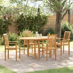 vidaXL Tuin Eettafel Set 5 pcs Bruin Massief teakhout, Tuin en Terras, Verzenden, Nieuw