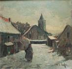 Frans de Nocker (1884-1955) - Winters dorpje met zicht op, Antiek en Kunst