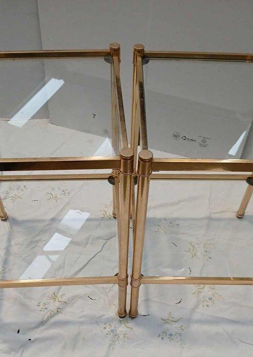Middentafel - Messing, Glas - Due zijtafels/comfortabele, Antiquités & Art, Art | Objets design