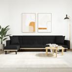 vidaXL Slaapbank L-vormig 275x140x70 cm stof zwart, Verzenden, Nieuw