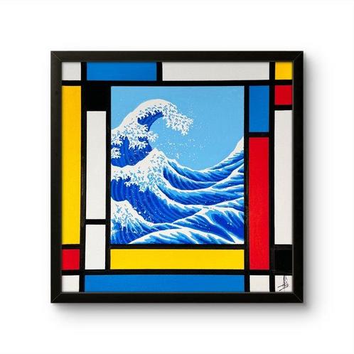 Alèze (1974) - « Wave » Mondrian & friends, Antiek en Kunst, Kunst | Schilderijen | Modern