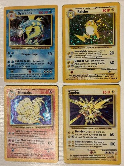 Pokémon - 4 Card - Base set 1999: Gyarados Holo, Raichu, Hobby en Vrije tijd, Verzamelkaartspellen | Pokémon