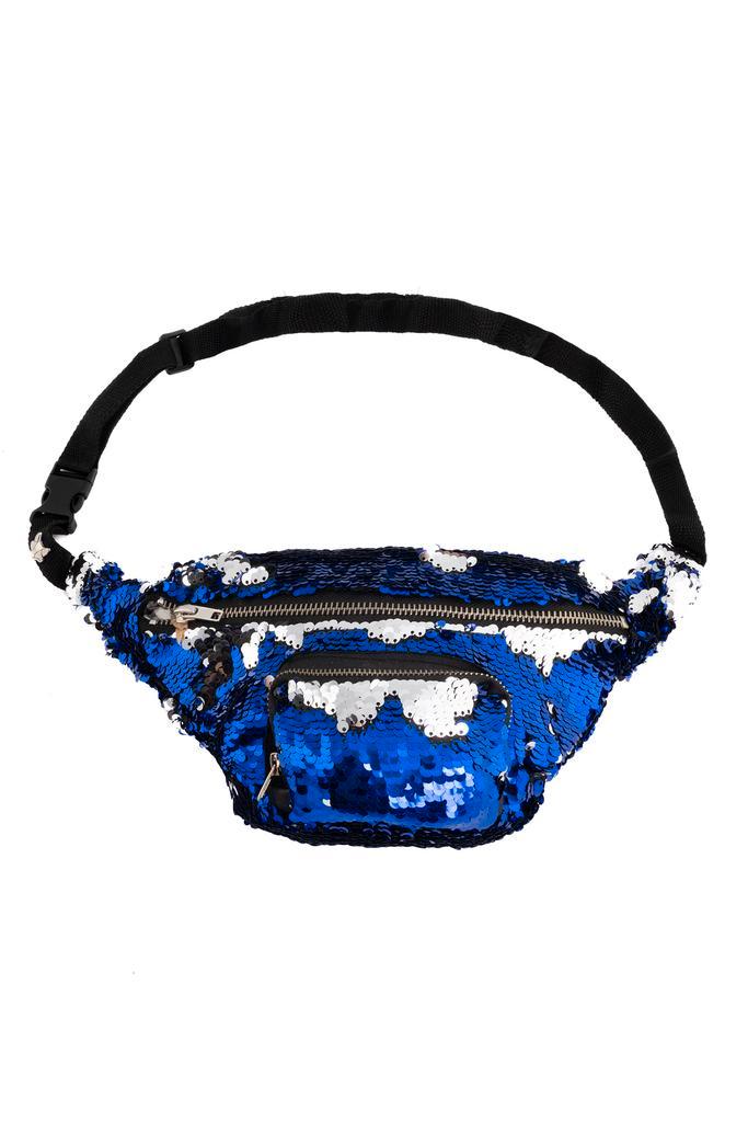 Heuptasje Rond Voorvak Pailletten Blauw Zilver Heuptas Sequi, Handtassen en Accessoires, Tassen | Damestassen, Nieuw, Ophalen of Verzenden