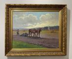 Hollandse school (XX) - Ploegen met paarden, Antiquités & Art