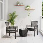 vidaXL Tuin Bistro Set 3 pcs Zwart poly rattan, Tuin en Terras, Verzenden, Nieuw