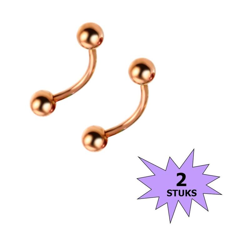 Fako Bijoux - Wenkbrauw Piercing - 3mm - Rosé Goudkleurig -, Handtassen en Accessoires, Piercings, Verzenden