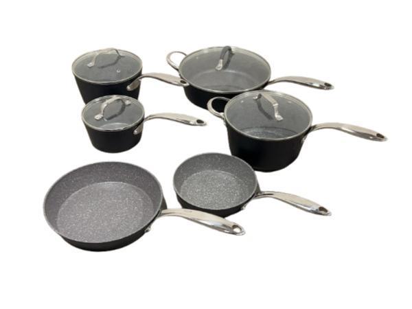 Veiling - The Rock pannenset 6-delig zwart, Huis en Inrichting, Keuken | Potten en Pannen