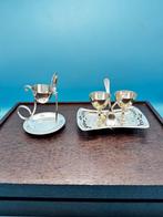 Vintage Silver-Plated Twin Egg Cup Stand with 2 Spoons -