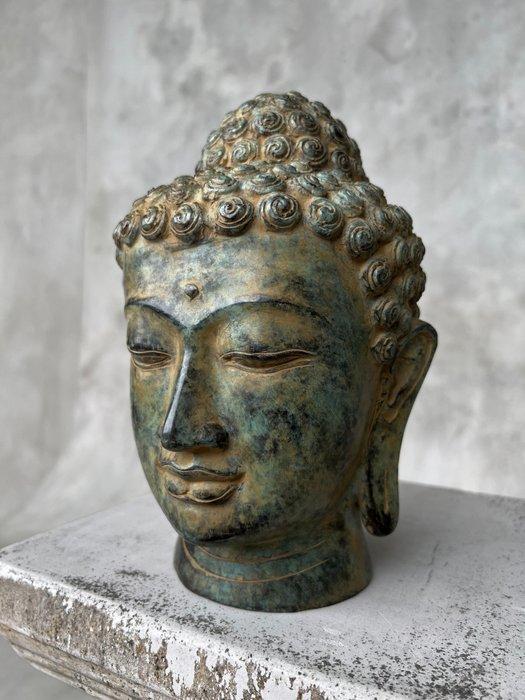 sculptuur, NO RESERVE PRICE - Bronze Patinated Buddha Head -, Antiek en Kunst, Kunst | Designobjecten