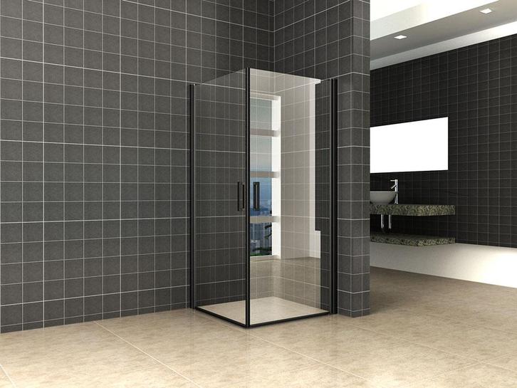 Uni douchecabine met 2 draaideuren 90x90 cm mat zwart met, Huis en Inrichting, Badkamer | Badkamermeubels, Ophalen of Verzenden