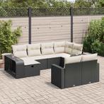 vidaXL 10-delige Loungeset met kussens poly rattan zwart, Verzenden, Nieuw, Loungeset