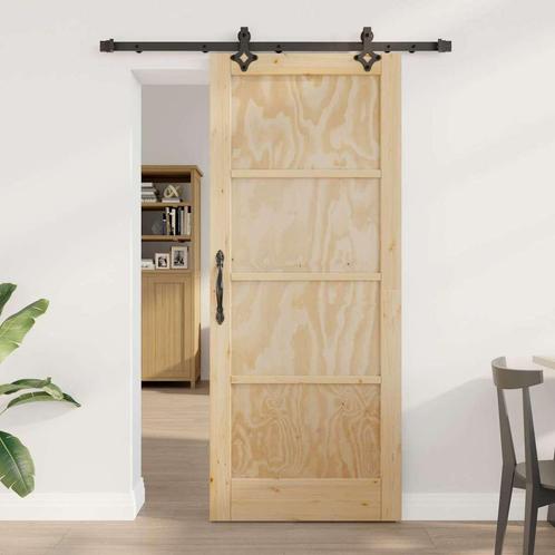 vidaXL Schuifdeurset ORKDAL Naturel en zwart 83 x 202 cm, Doe-het-zelf en Bouw, Deuren en Vliegenramen, Nieuw, Verzenden