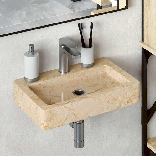 vidaXL Wastafel wandgemonteerd 38x24x6,5 cm marmer, Doe-het-zelf en Bouw, Sanitair, Nieuw, Verzenden