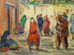 Bruno Retaux (1947) - Rue animée à Marrakech - Maroc, Antiquités & Art