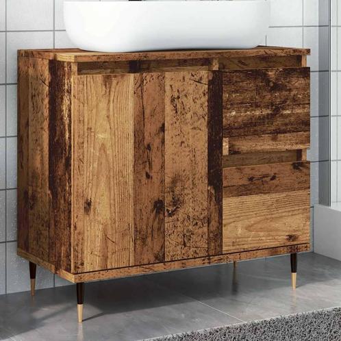 vidaXL Badkamerkast 65x33x60 cm bewerkt hout oud houtkleurig, Huis en Inrichting, Tafels | Kaptafels, Nieuw, Verzenden