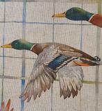 Tissu style chasse champêtre canards sauvages en vol -, Antiek en Kunst