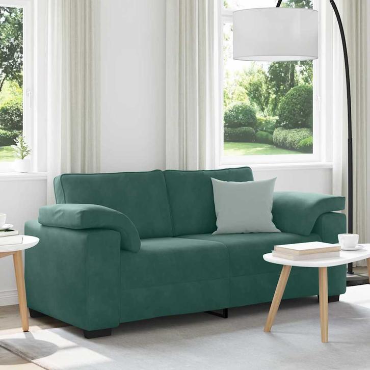 vidaXL Loveseat Sofa Donkergroen 140 cm Fluweel, Huis en Inrichting, Zetels | Zetels, Nieuw, Verzenden