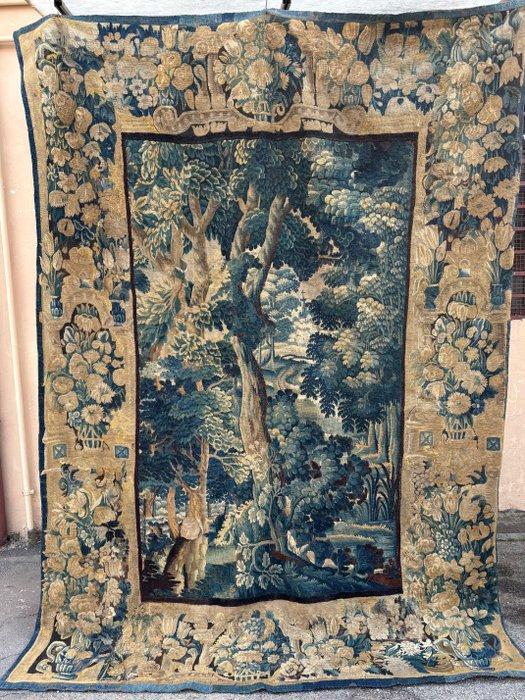 Wandtapijt - 350 cm - 200 cm - Vlaamse Groene Wandtapijt, Antiek en Kunst, Antiek | Overige Antiek