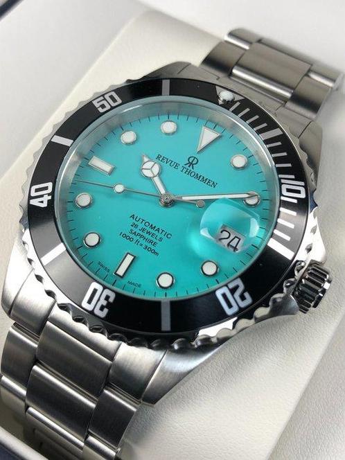 Revue Thommen - Diver Automatic Submariner Turquoise -, Handtassen en Accessoires, Horloges | Heren