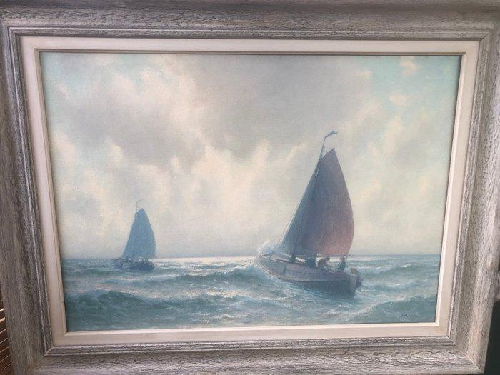 Henk Dekker (1897-1974) - Botters op open zee (No reserve), Antiek en Kunst, Kunst | Schilderijen | Klassiek