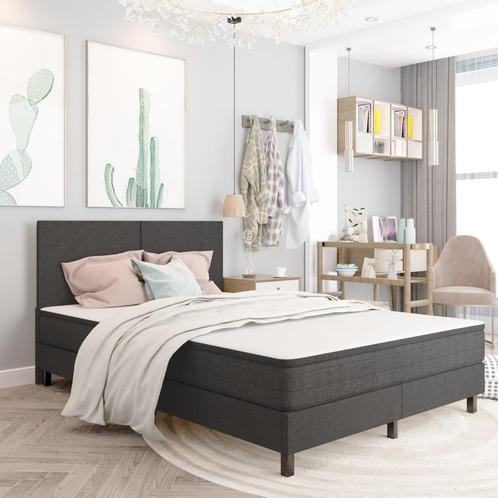 vidaXL Boxspring stof donkergrijs 180x200 cm, Huis en Inrichting, Slaapkamer | Bedden, Nieuw, Verzenden