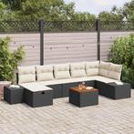 vidaXL Tuinbank Set met kussen met opslag 8 pcs Zwart Poly, Tuin en Terras, Verzenden, Nieuw