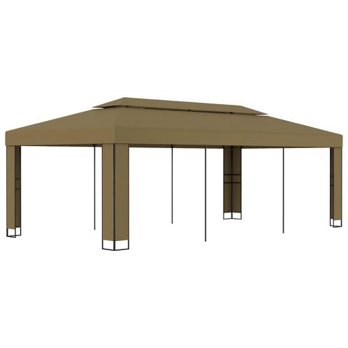 vidaXL Tonnelle avec double toit 3x6 m Taupe 180 g/m², Tuin en Terras, Partytenten, Verzenden