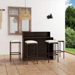 vidaXL 5-delige Tuinbarset met kussens bruin, Tuin en Terras, Verzenden, Nieuw