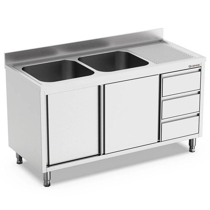 Spoeltafel | 700 LINE | RVS | 2 Spoelbakken (Links) +, Zakelijke goederen, Horeca | Keukenapparatuur, Nieuw in verpakking, Verzenden