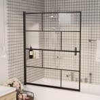 vidaXL Douchewand 116x140 cm ESG zwart, Verzenden, Nieuw