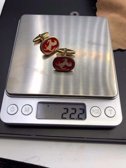 Manchetknopen - 18 karaat Geel goud - 0.35ct. tw. Diamant, Handtassen en Accessoires, Antieke sieraden