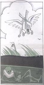 Spotprent over het jubileum van de K.L.M. (lijst optie), Antiek en Kunst, Verzenden