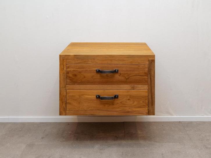 Zwevend badkamermeubel 80x45x50cm - Naturel, Huis en Inrichting, Badkamer | Badkamermeubels, 25 tot 50 cm, Nieuw, Wastafelkast