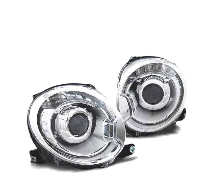 PHARES POUR FIAT 500 07- PROJECTEUR CHROMÉ, Auto-onderdelen, Verlichting, Verzenden
