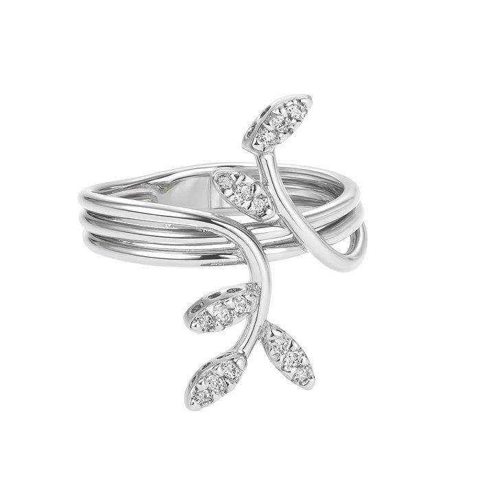 Ring - 18 karaat Witgoud - 0.08ct. tw. Diamant (Natuurlijk), Handtassen en Accessoires, Ringen