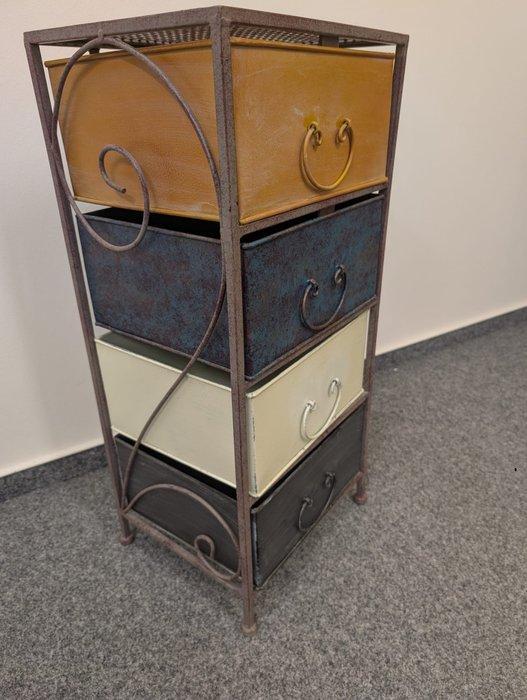 Blechschrank - Kommode - Schubladenschrank - Plank - Metaal,, Antiek en Kunst, Antiek | Wandborden en Tegels