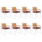 vidaXL Tuinstoelen 8 st met kussens massief acaciahout, Tuin en Terras, Tuinstoelen, Verzenden, Nieuw