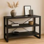 Boekenkast Mangohout Britt Laag 120 Zwart, 100 tot 150 cm, Verzenden, Nieuw, Minder dan 100 cm