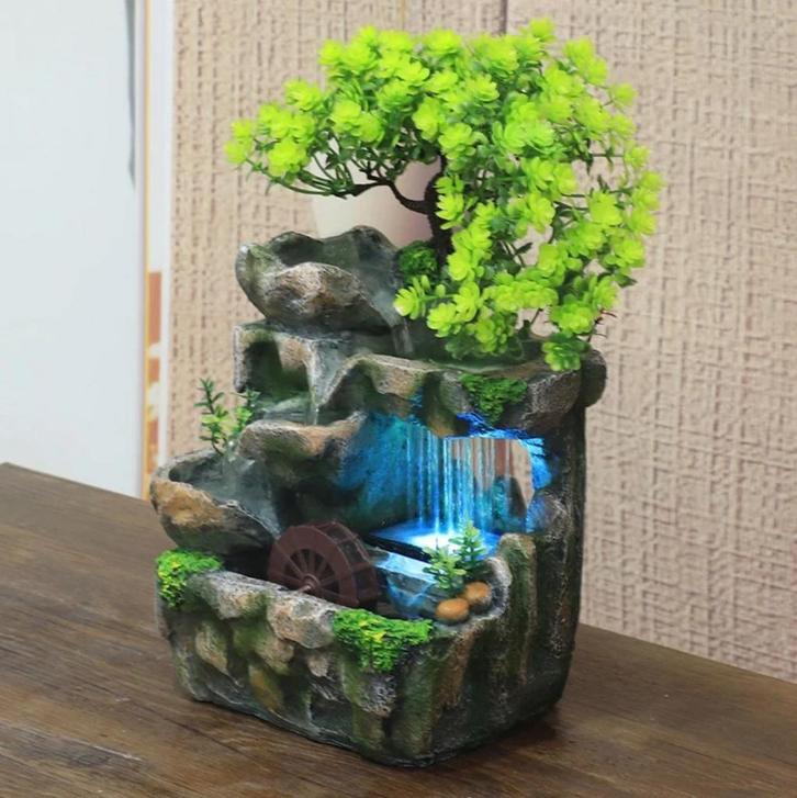 Sier Waterval Zen Garden Watermolen - Bonsai Boom Feng Shui, Huis en Inrichting, Woonaccessoires | Wanddecoraties, Nieuw, Verzenden