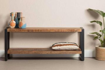Tv-meubel Mangohout Calum 120 cm, Huis en Inrichting, Kasten |Televisiemeubels, Verzenden, Nieuw