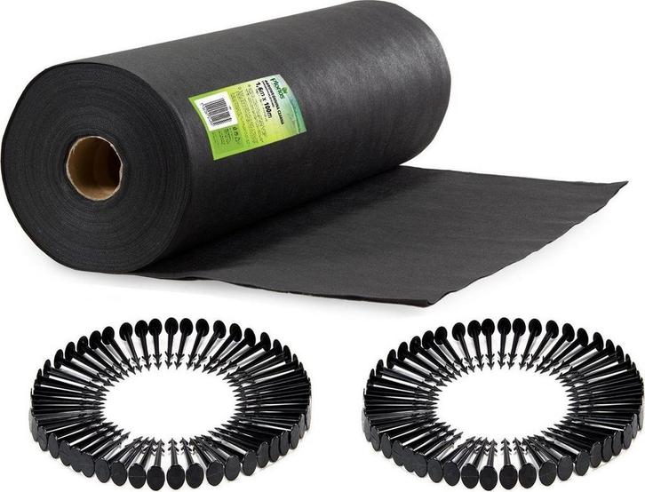 Zwart anti-worteldoek 1,6m breed x 100m lang - Met 100 gr..., Tuin en Terras, Overige Tuin en Terras, Nieuw, Ophalen of Verzenden