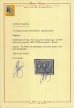 België 1918 - Rode Kruis 10F + 10F Blauw, met CERTIFICAAT, Gestempeld