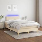 vidaXL Boxspring met matras en LED stof crèmekleurig 120x200, Verzenden, Nieuw