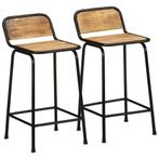 vidaXL Barkrukken 2 st 46x35,5x80 cm massief hout ruw mango, Huis en Inrichting, Verzenden, Nieuw